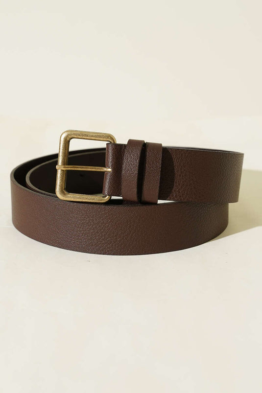 Kroko Görünümlü Metal Tokalı Kemer Acı Kahve