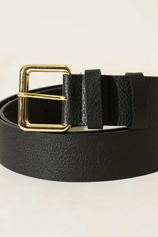 Kroko Görünümlü Metal Tokalı Kemer Siyah Gold