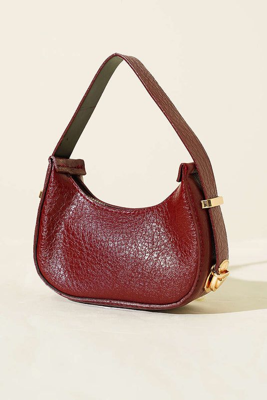 Kroko Mini Kulplu Çanta Bordo