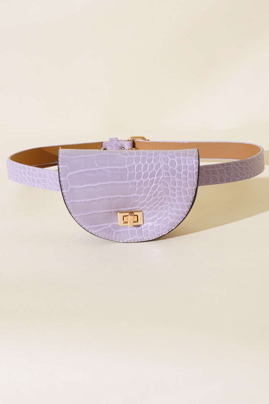 Ovale Bauchtasche aus Krokodilleder, Flieder