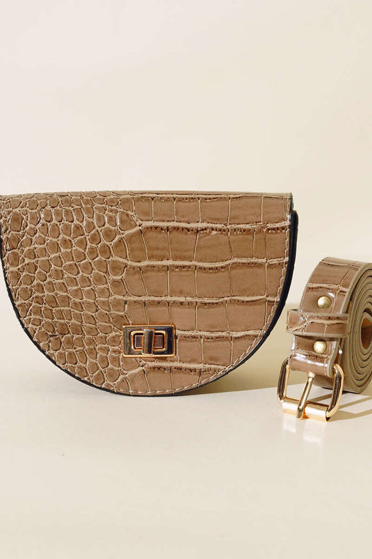 Krokodil-ovale Bauchtasche Nerz