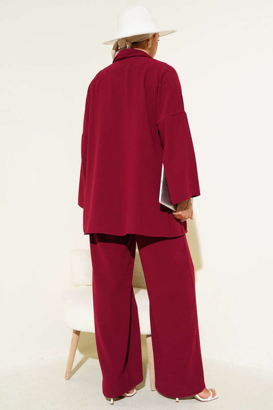 Kruvaze Basic İkili Takım Bordo