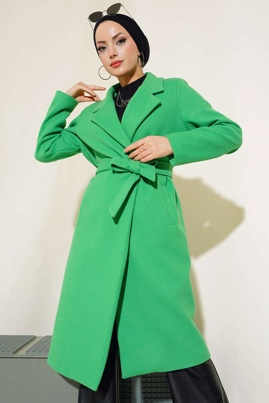 Double-Breasted Belted Cashmere Coat Green
