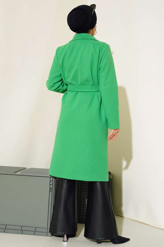 Double-Breasted Belted Cashmere Coat Green