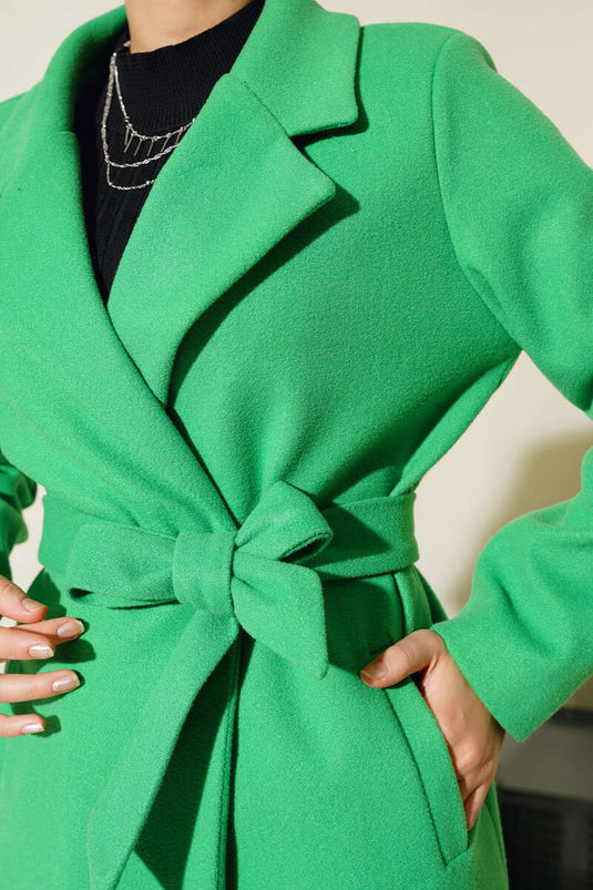 Double-Breasted Belted Cashmere Coat Green