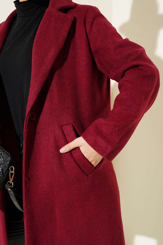 Abrigo de anacardo forrado con cuello cruzado Rojo Claret