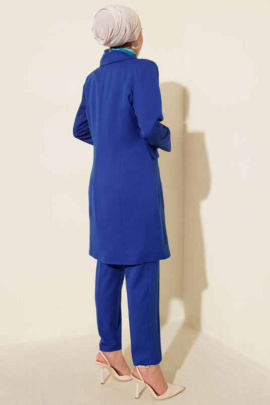 Veste blazer croisée et costume deux pièces bleu saxon