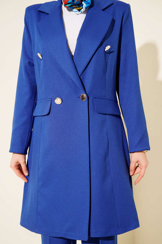 Veste blazer croisée et costume deux pièces bleu saxon