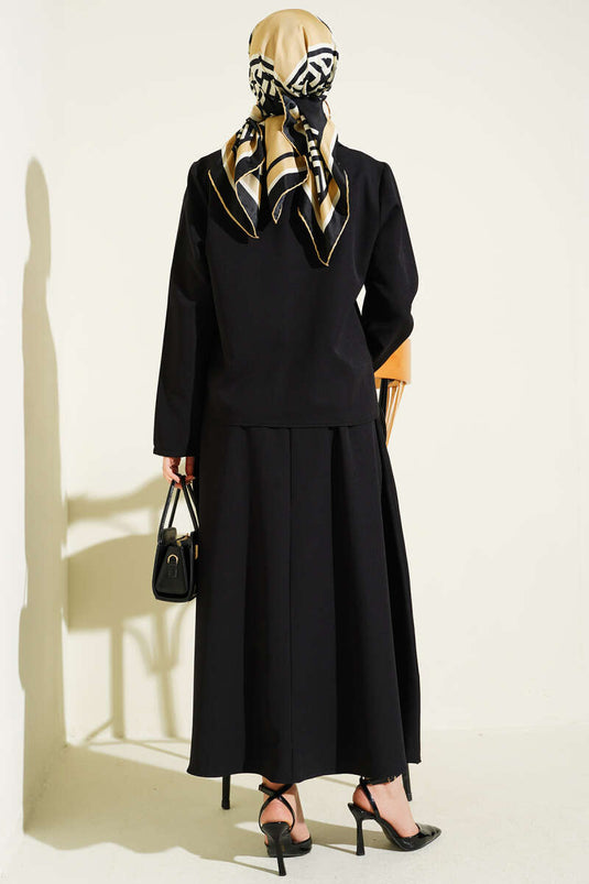 Ensemble double avec jupe et veste à col croisé noir