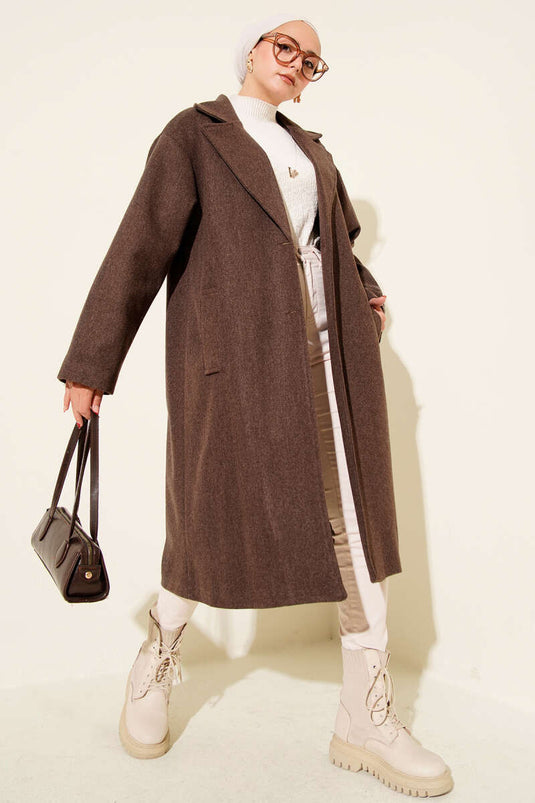 Zweireihiger Kaschmirmantel mit Zwei-Knopf-Detail Braun