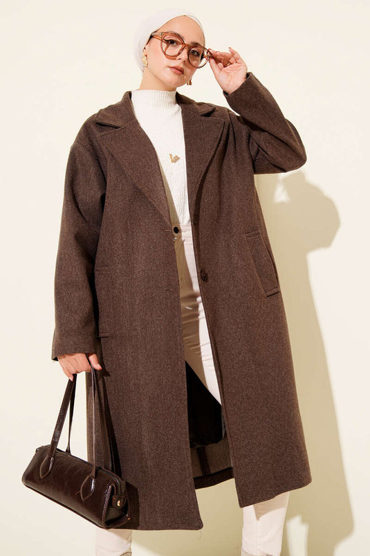 Zweireihiger Kaschmirmantel mit Zwei-Knopf-Detail Braun