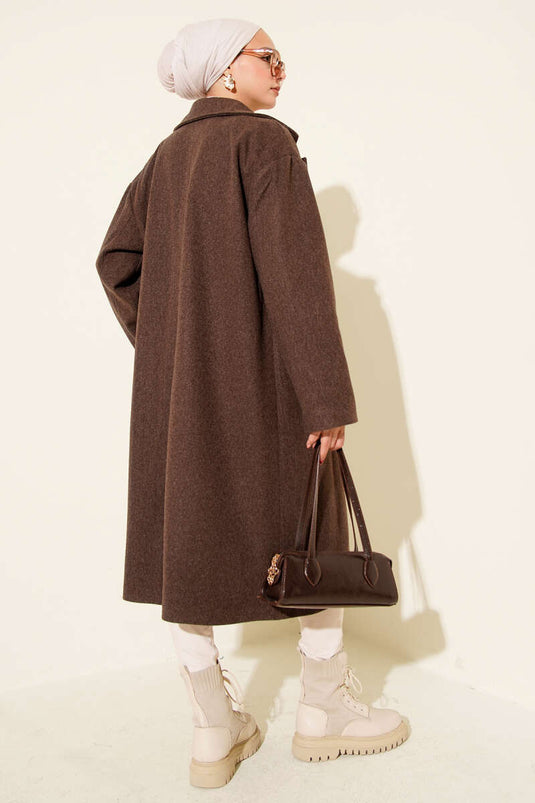 Zweireihiger Kaschmirmantel mit Zwei-Knopf-Detail Braun