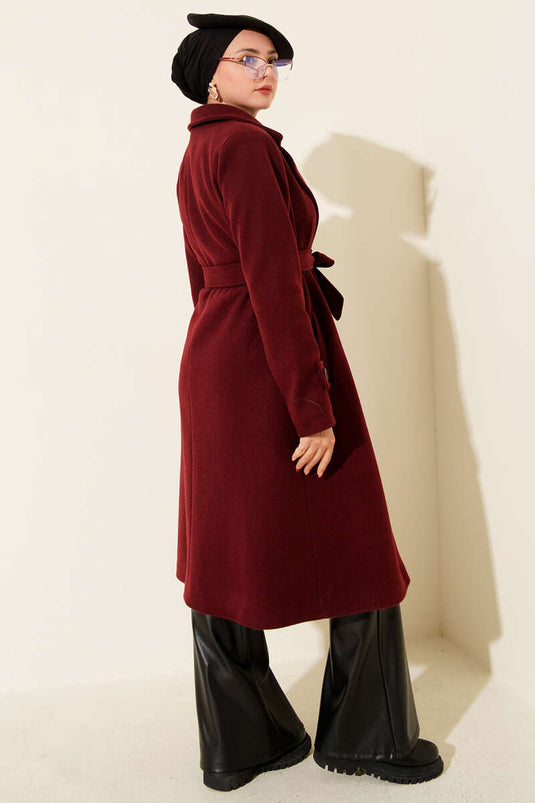 Double-Breasted Two-Button Cashmere Coat Burgundy