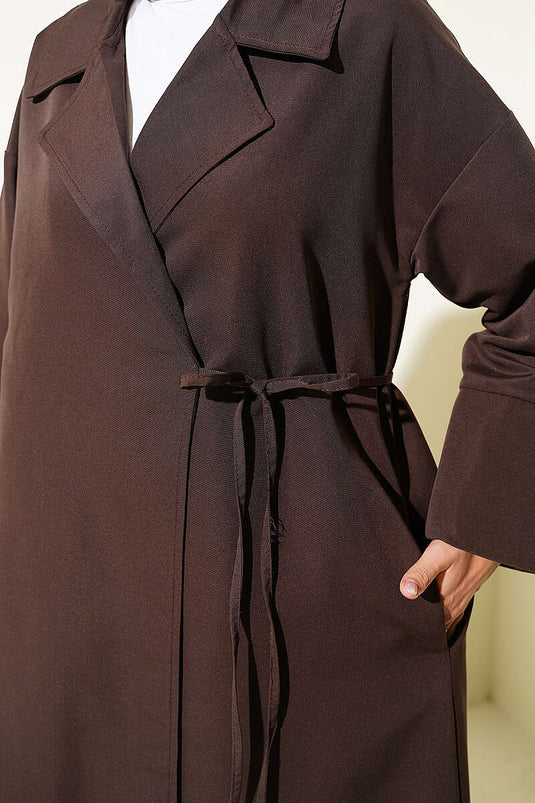 Trench-Coat À Col Croisé Et Lien En Café