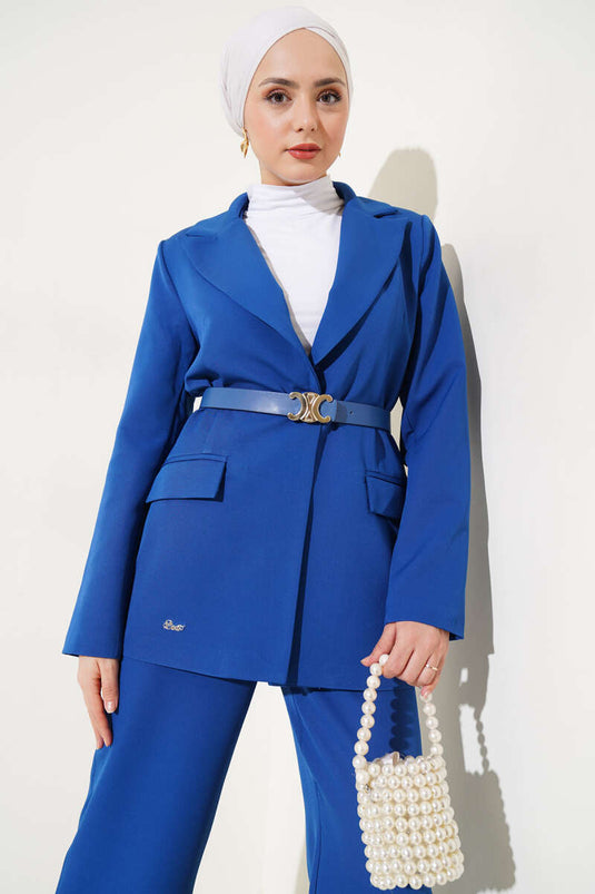 Zweireihige Jacke mit Kragen und Gürtel, Doppelanzug-Parlament