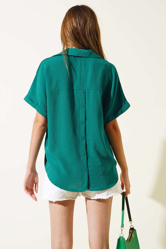 Double-Breasted Short Sleeve Blouse Benetton