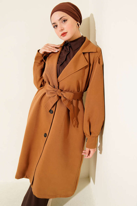 Trench-coat croisé avec ceinture (style Latte)