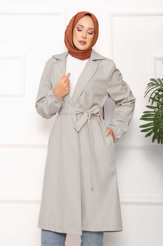 Trench-coat décontracté à double boutonnage et ceinture Stone