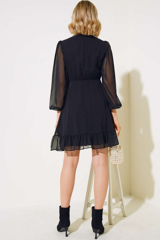 Vestido cruzado de gasa negro