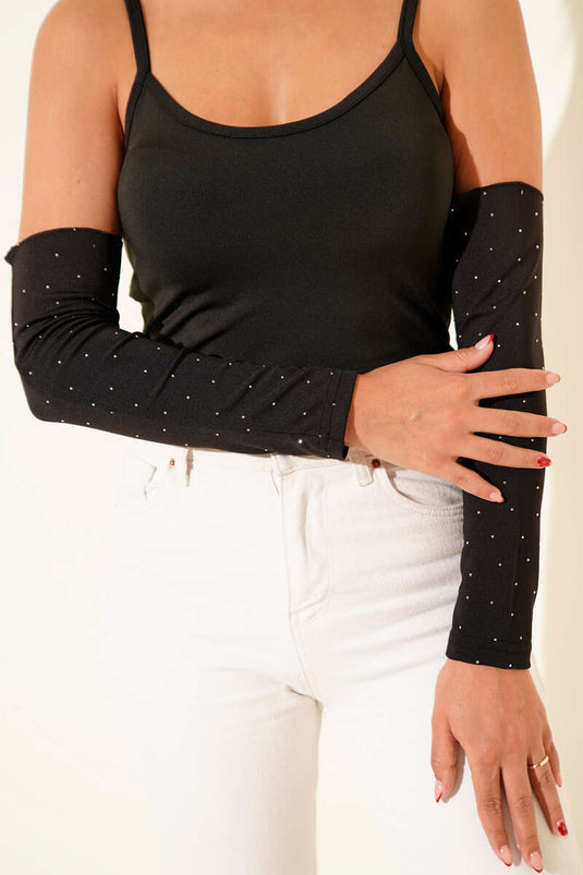 Small Stone Detail Armband Black