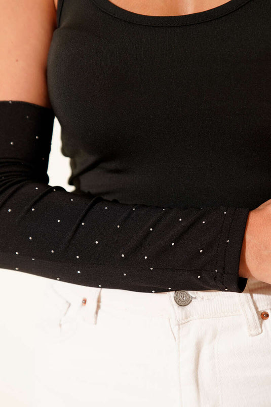 Small Stone Detail Armband Black