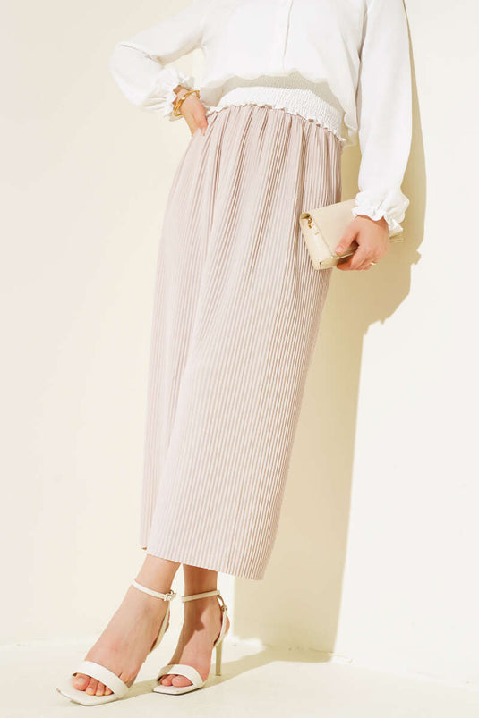 Stof Plisseret blyantnederdel Beige