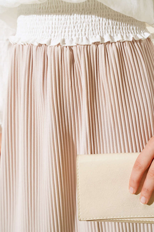 Stof Plisseret blyantnederdel Beige