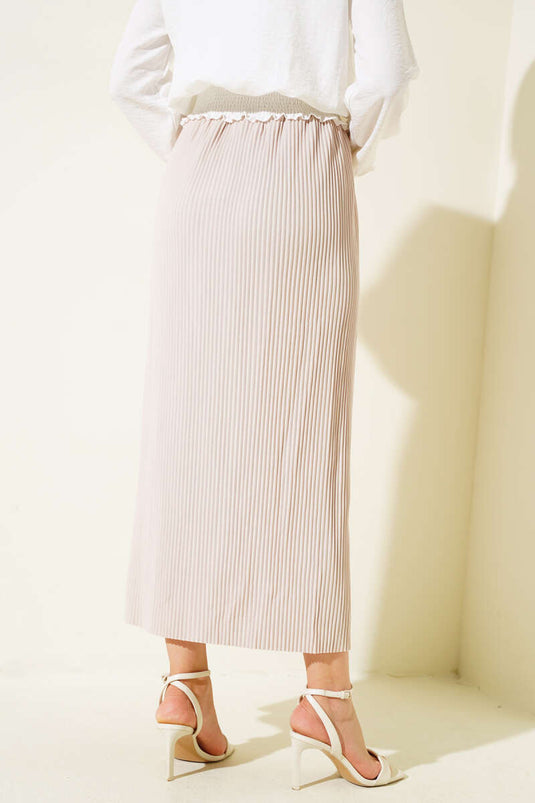 Stof Plisseret blyantnederdel Beige