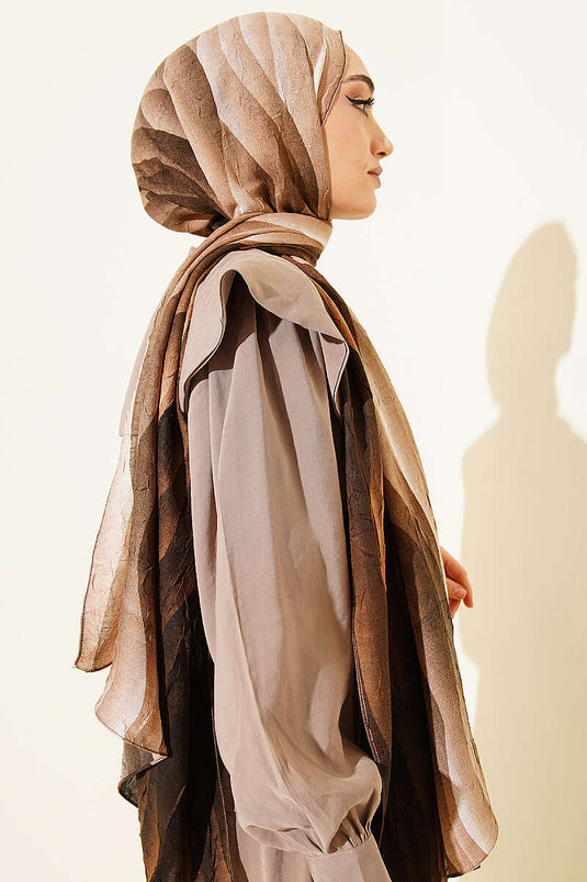 Kumul dégradé motif Liva modal foulard beige