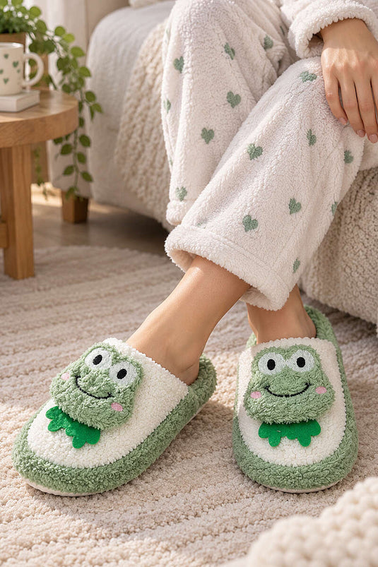 Grüne Hausschuhe Mit Froschmotiv
