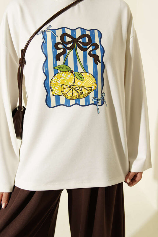 Conjunto De Descanso Con Lazo Y Estampado Marrón