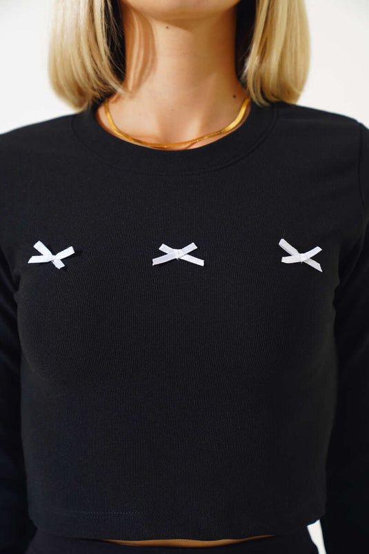 Ribbon Detailed Blouse Black