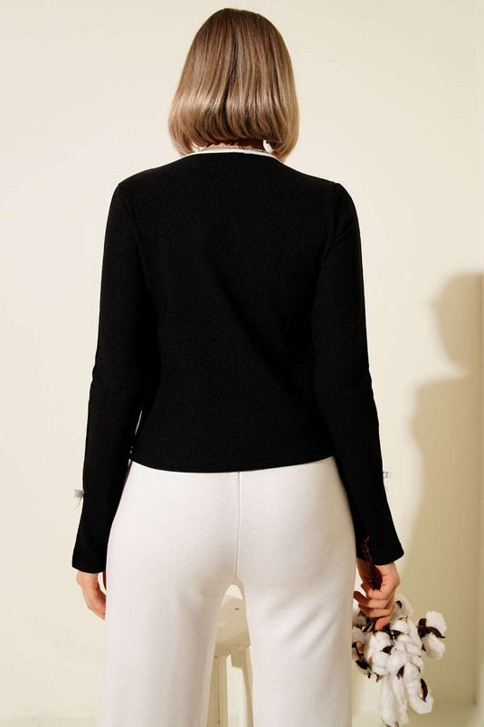 Ribbon Bow Ribbon Blouse Black