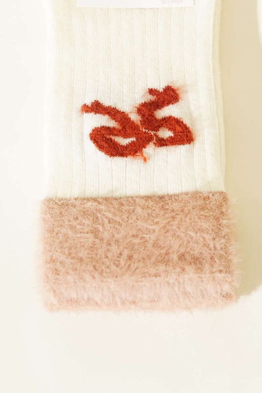 Chaussettes basses pour femme avec bordure à franges couleur écru