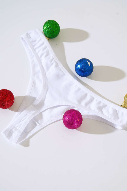 String pour femme avec ruban, blanc