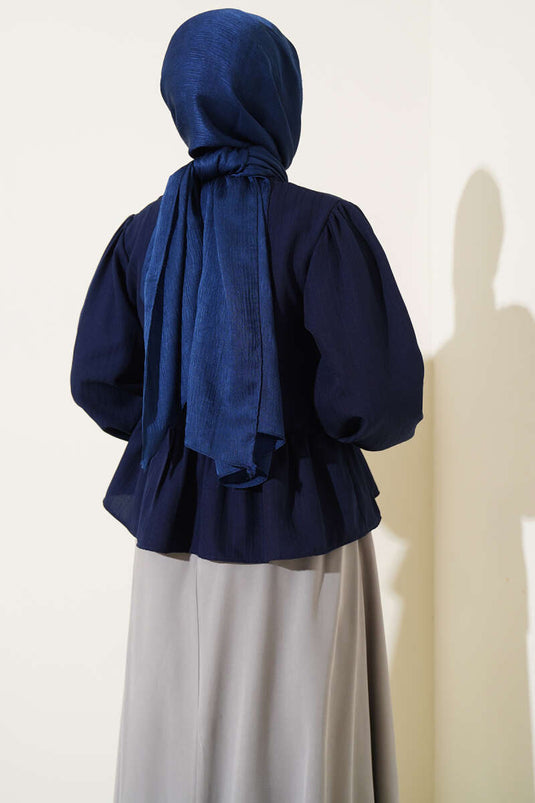 Chemise à volants avec ruban Bleu marine