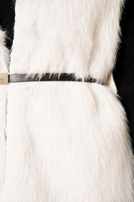 Furry Belted Vest Stone