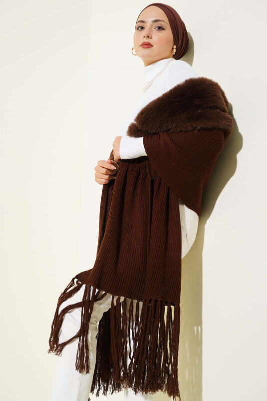 Châle d'épaule en fourrure, café