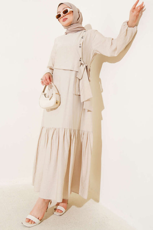 فستان بيج برباط وتفاصيل فتحات