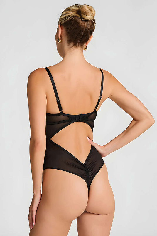 Intimo Fantasia In Pizzo Nero Con Dettagli Occhi Di Gabbiano