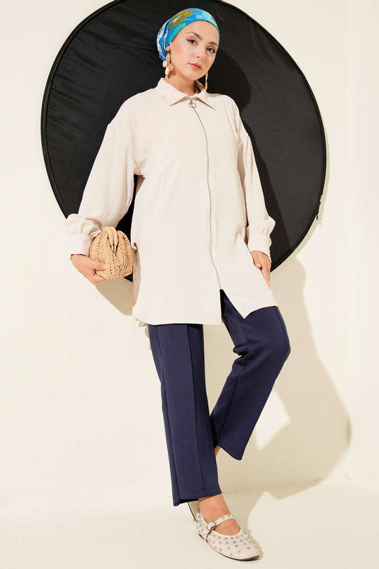 سترة بتفاصيل عين الطائر، بيج