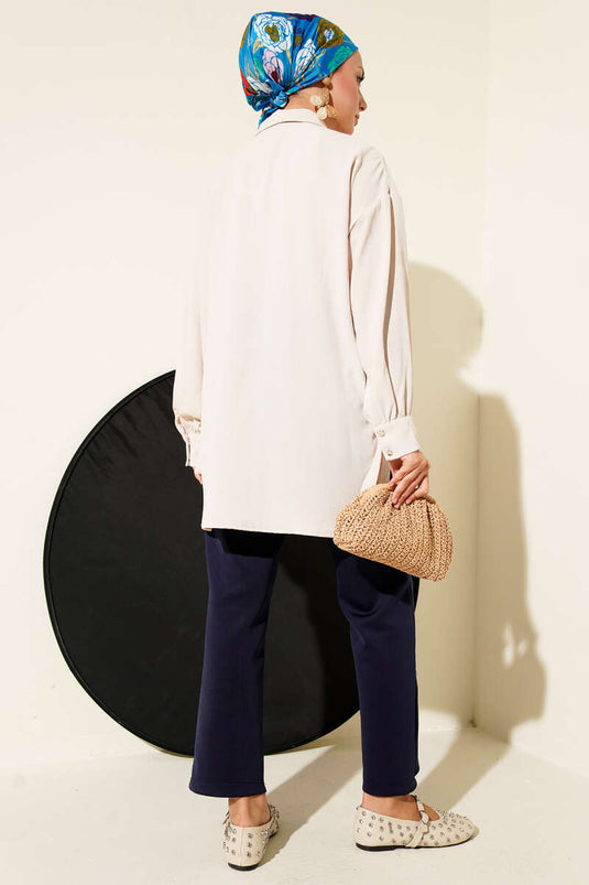 سترة بتفاصيل عين الطائر، بيج