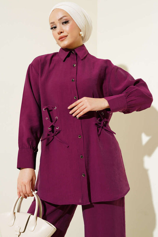 Bird Eye Detailed Tunic Two-Piece Set Violet