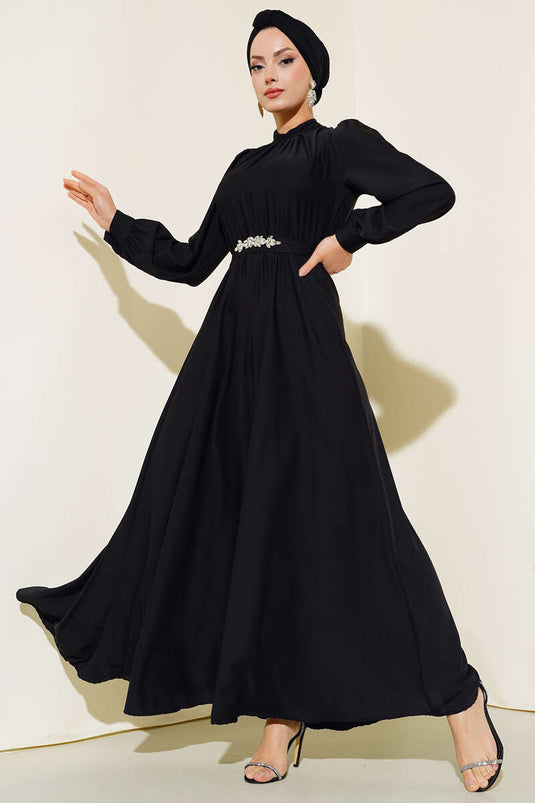 Robe ceinture en pierre noire