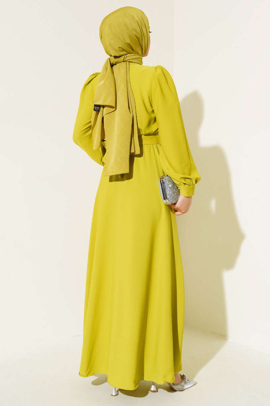 Abito con Cintura Pietra, Verde Petrolio