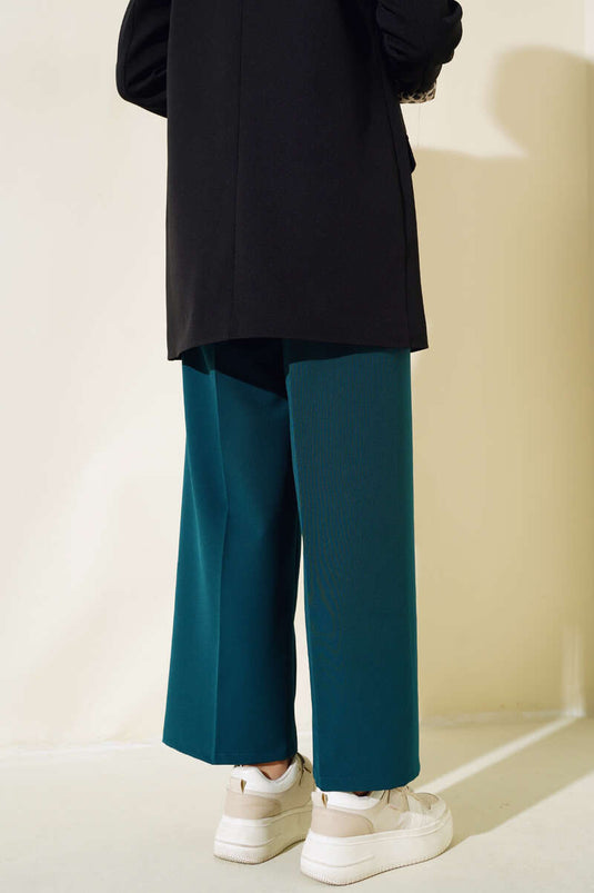 Belted Wide Leg Trousers Emerald Green