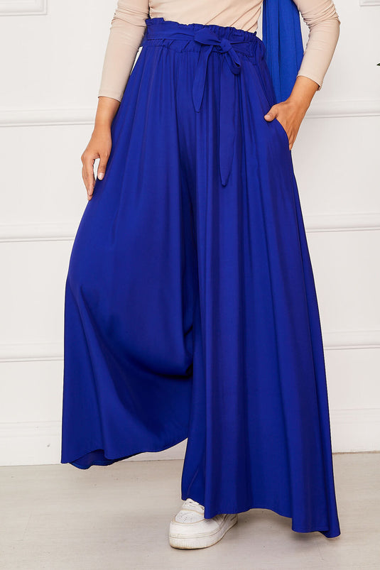 Kuşak Detaylı Etek Pantolon Saks