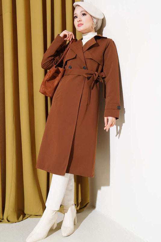 Belted Car Coat Trencher Coffee