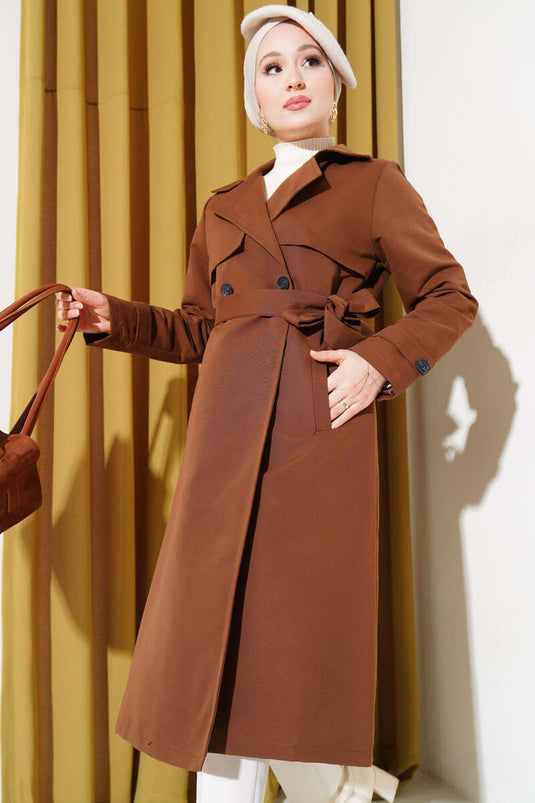 Belted Car Coat Trencher Coffee