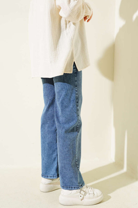 Belted Waist Elastic Jeans Trousers Jeans